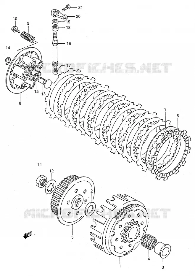 KOPPELING (MODELE K/L/M) Suzuki MOTO 250 RMX 1993  RMX250P(E28)