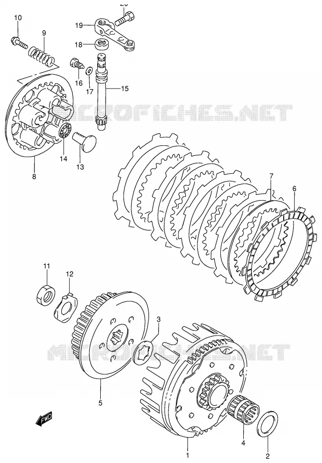 KOPPELING Suzuki MOTO 80 RM 2000  RM80Y(P3/P28)