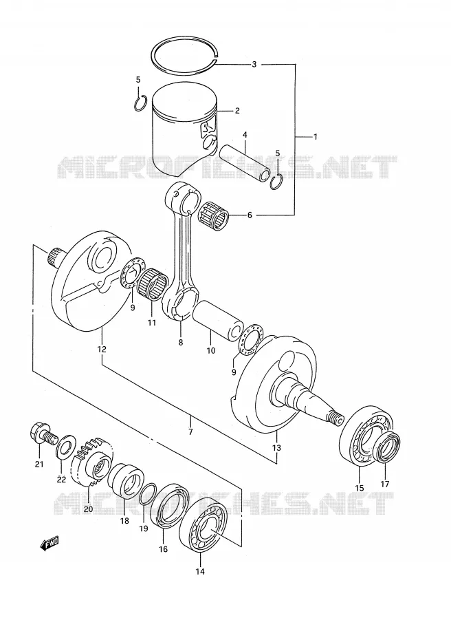 KRUKAS (MODELE P/R) Suzuki MOTO 250 RMX 1992  RMX250N(E28)