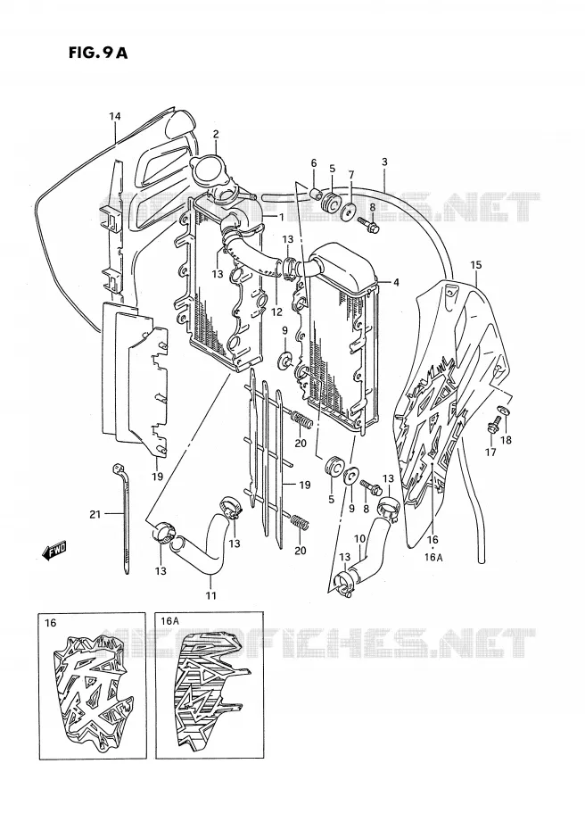 RADIATOR (MODELE R/S/T) Suzuki MOTO 250 RMX 1989  RMX250K(E3)