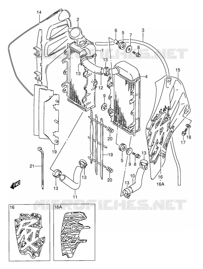 RADIATOR (MODELE S/T) Suzuki MOTO 250 RMX 1990  RMX250L(E1)