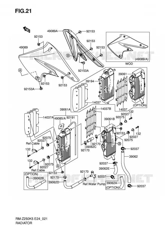 RADIATOR Suzuki MOTO 250 RM-Z 2005  RM-Z250K5(E24)