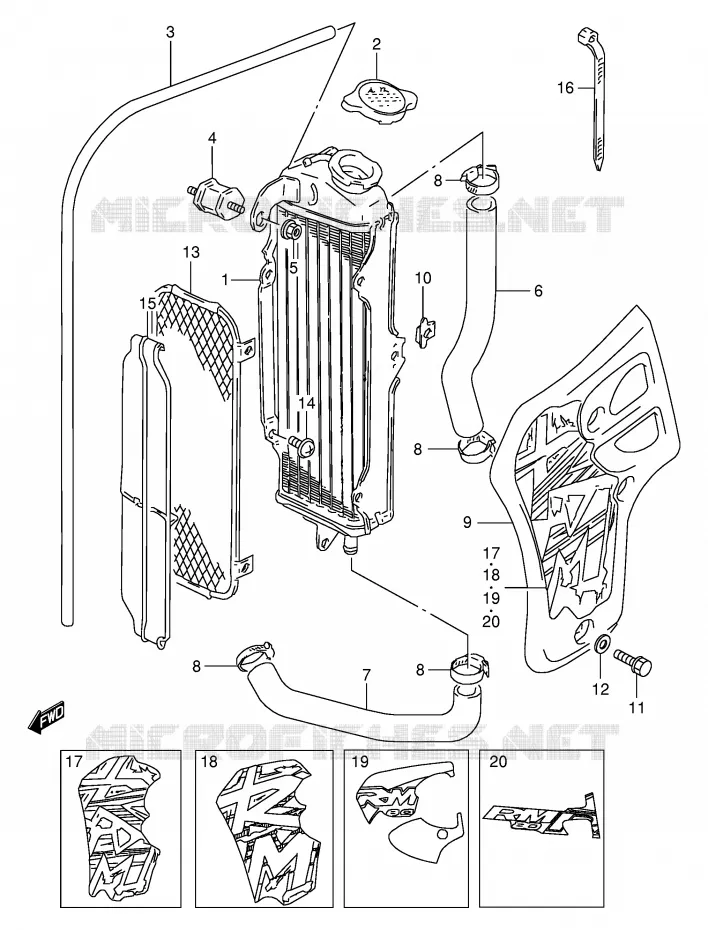 RADIATOR Suzuki MOTO 80 RM 1998  RM80W(E24)