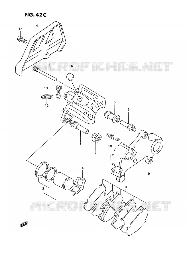 REAR CALIPER (MODELE P/R/S/T) Suzuki MOTO 250 RMX 1989  RMX250K(E3)