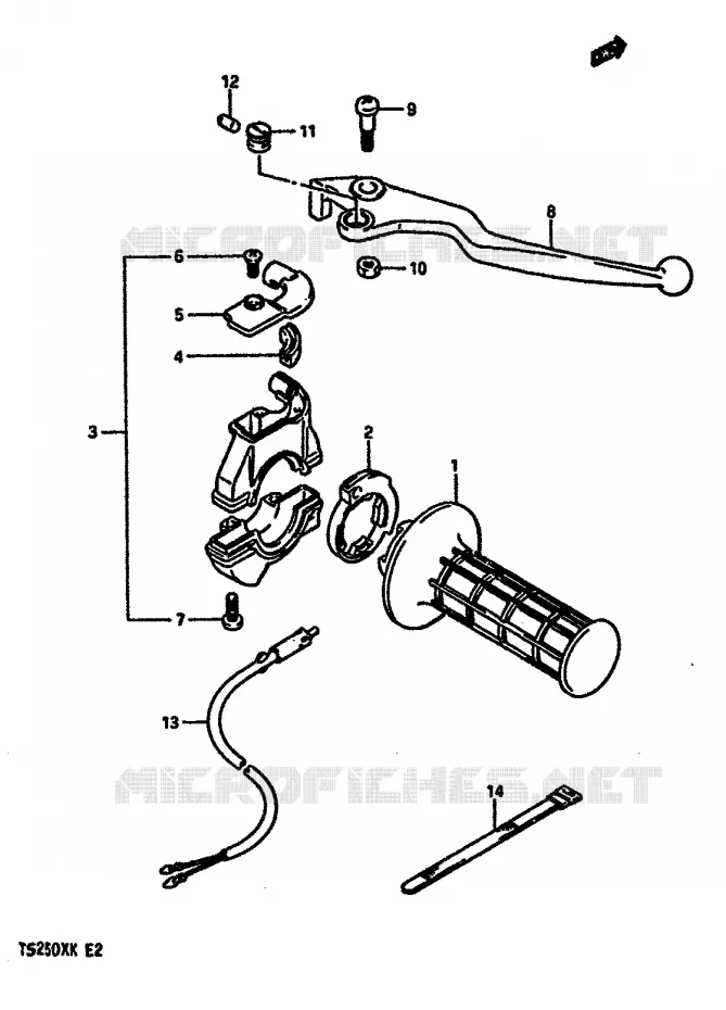 RIGHT SWITCH - HANDGREEP (MODEL H/J/K E15,E16,E17,E22,MODEL K E2) Suzuki MOTO 250 TS-X 1989  TS250XK(E/G/H/J/K)