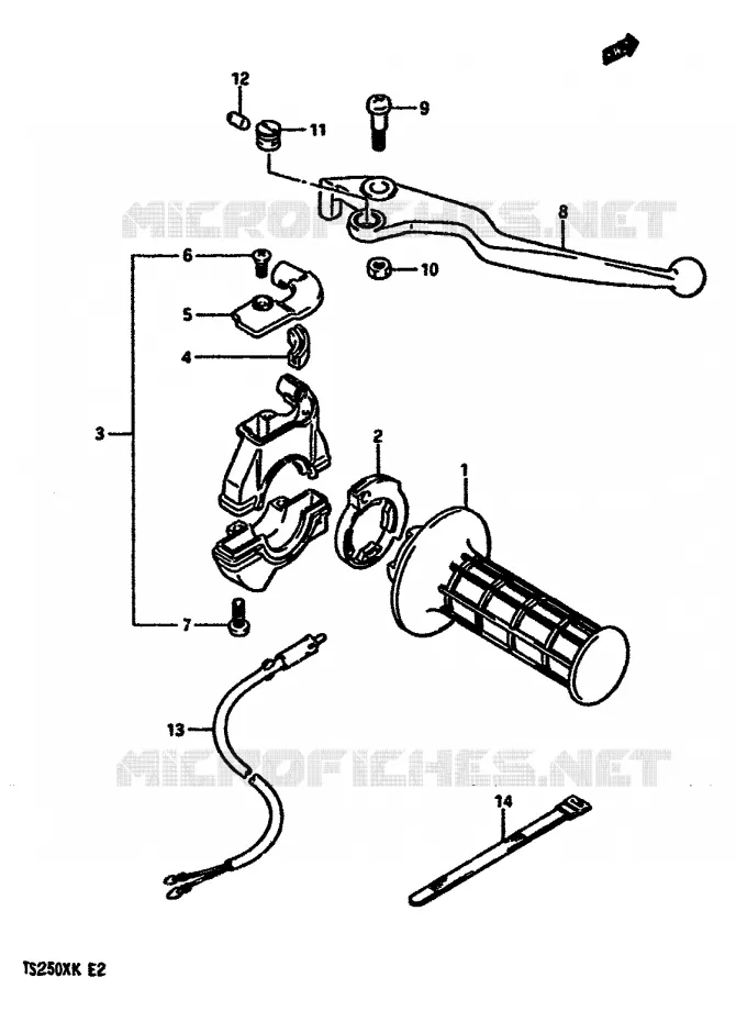 RIGHT SWITCH - HANDGREEP (MODELE E,MODELE G E17,E18,E22) Suzuki MOTO 250 TS-X 1989  TS250XK(E/G/H/J/K)
