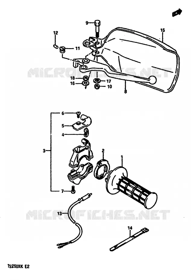 RIGHT SWITCH - HANDGREEP (MODELE G E1,E2,E4,E21,E24) Suzuki MOTO 250 TS-X 1986  TS250XG(E/G/H/J/K)