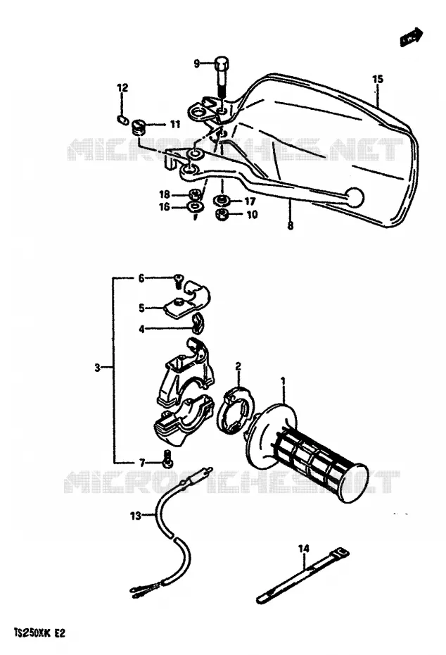 RIGHT SWITCH - HANDGREEP (MODELE H/J E1,E2,E21,E24,E25) Suzuki MOTO 250 TS-X 1987  TS250XH(E/G/H/J/K)