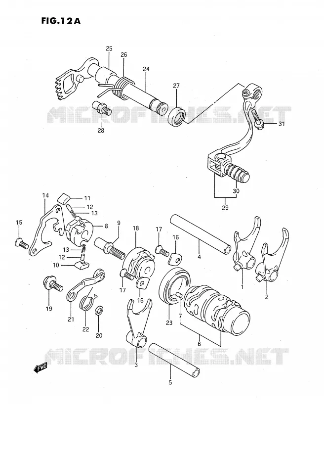 SCHAKELEN ASSY (MODELE K/L/M/N/P/R/S) Suzuki MOTO 80 RM 1986  RM80XG(E2)