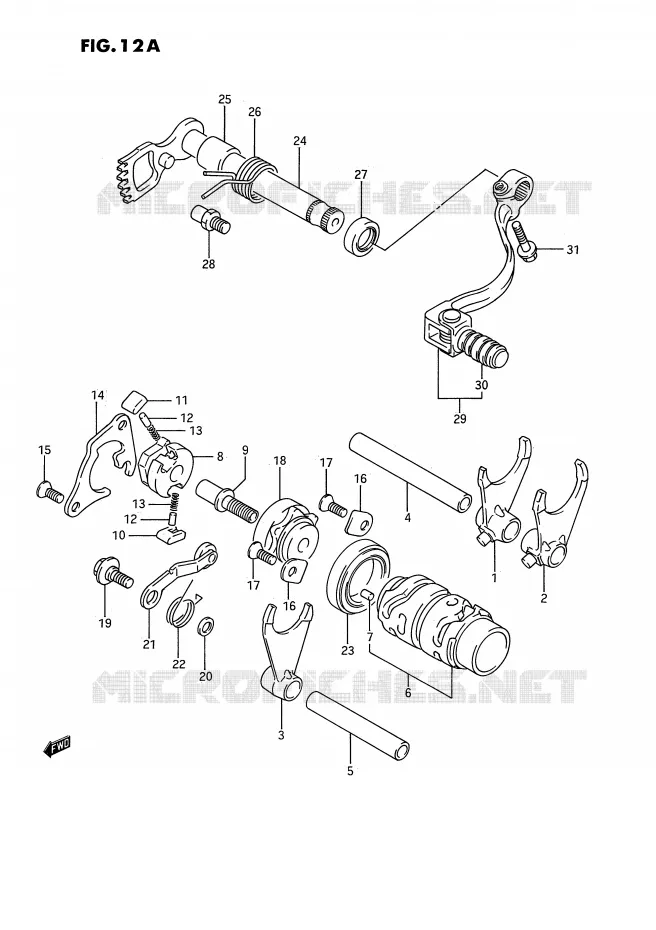 SCHAKELEN ASSY (MODELE K/L/M/N/P/R/S) Suzuki MOTO 80 RM 1990  RM80L(E3)