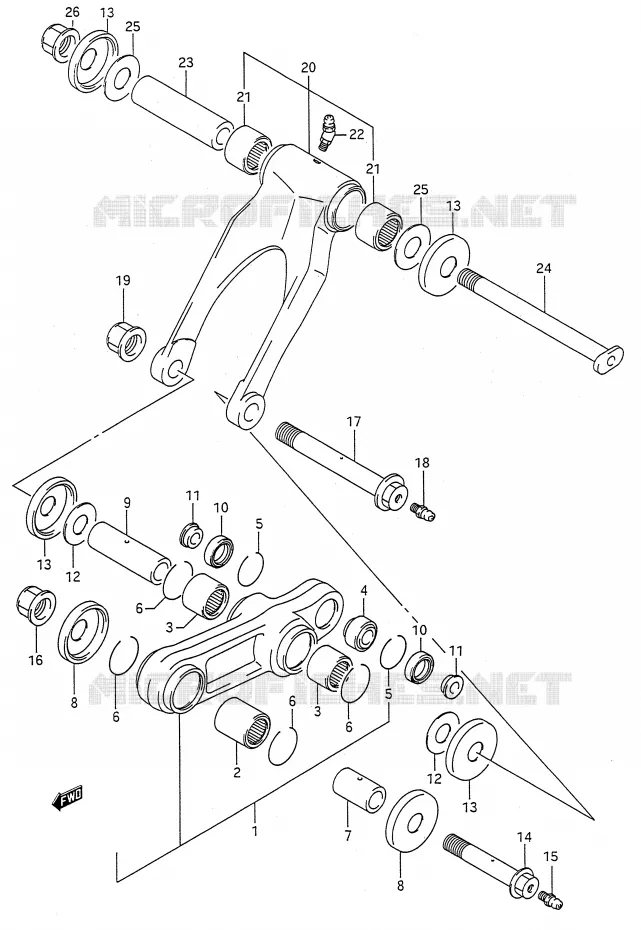 SCHOKBREKER AANEENSCHAKELING (MODELE K/L) Suzuki MOTO 250 RMX 1994  RMX250R(E28)