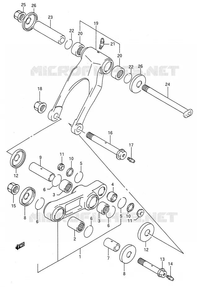 SCHOKBREKER AANEENSCHAKELING (MODELE M/N/P/R) Suzuki MOTO 250 RMX 1990  RMX250L(E28)