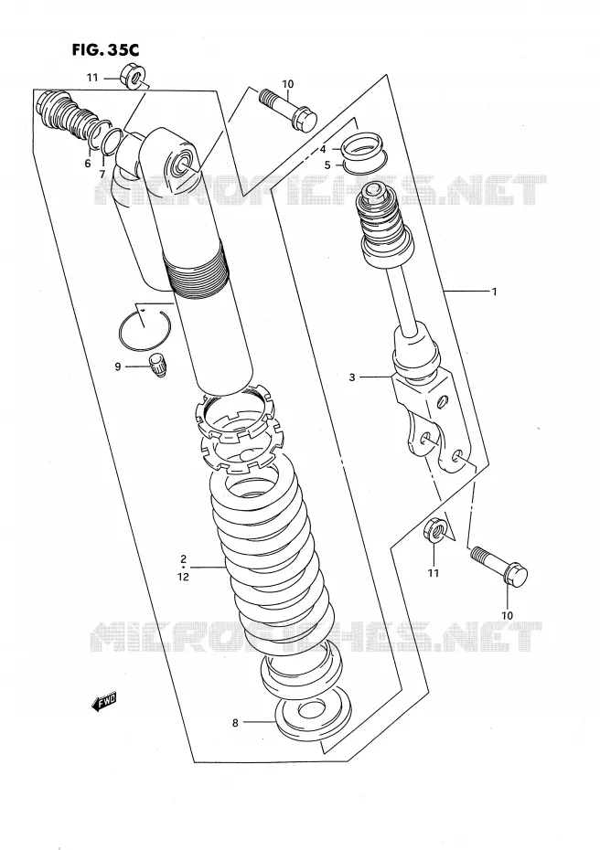 SCHOKDEMPER (MODELE M/N/P/R/S) Suzuki MOTO 80 RM 1988  RM80XJ(E2)