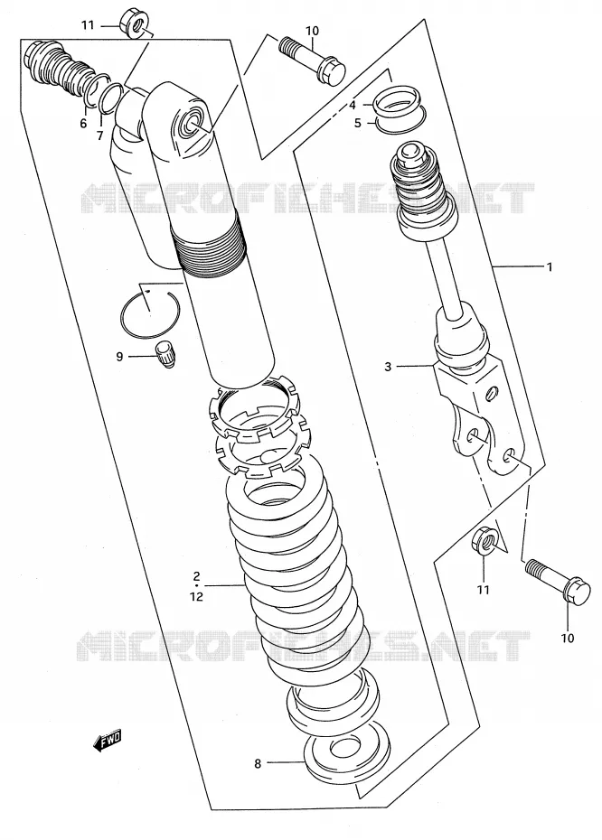 SCHOKDEMPER (MODELE M/N/P/R/S) Suzuki MOTO 80 RM 1995  RM80S(E28)