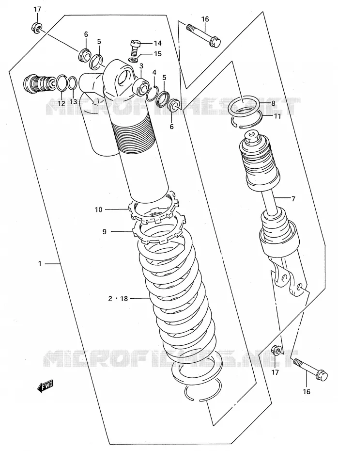 SCHOKDEMPER (MODELE P/R) Suzuki MOTO 250 RMX 1991  RMX250M(E28)