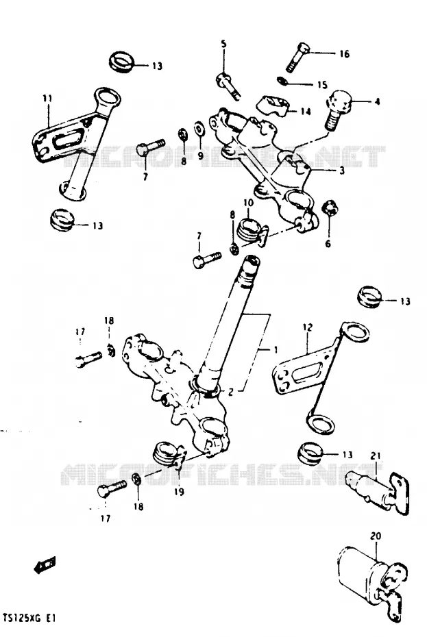 STUURKOLOM (MODELE F/G) Suzuki MOTO 125 TS-X 1985  TS125XUF(E/F/G)