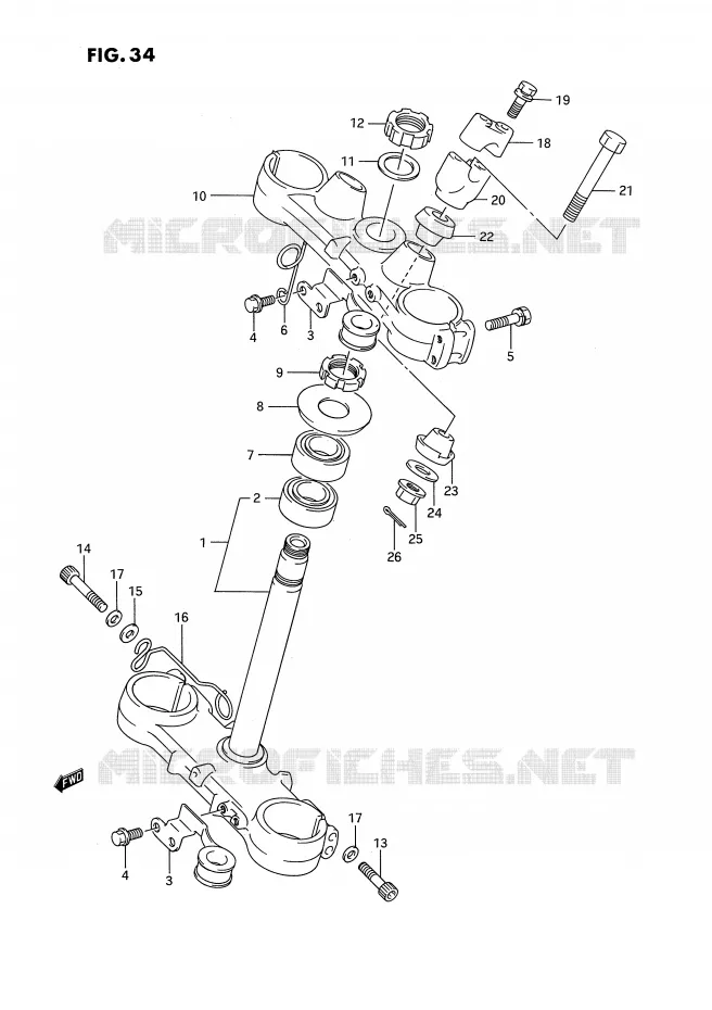 STUURKOLOM (MODELE K/L) Suzuki MOTO 250 RMX 1990  RMX250L(E3)