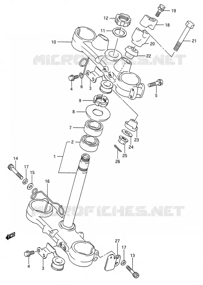 STUURKOLOM (MODELE K/L) Suzuki MOTO 250 RMX 1993  RMX250P(E28)