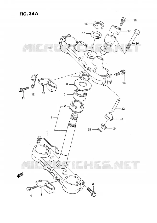 STUURKOLOM (MODELE M/N) Suzuki MOTO 250 RMX 1992  RMX250N(E3)