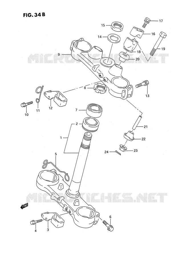 STUURKOLOM (MODELE P/R/S) Suzuki MOTO 250 RMX 1989  RMX250K(E3)