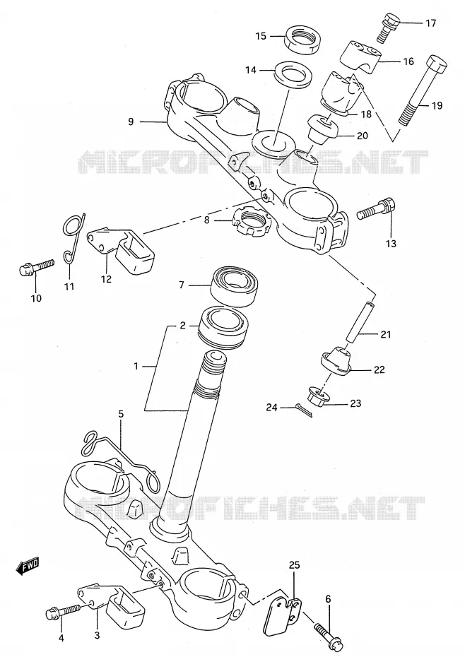 STUURKOLOM (MODELE P/R) Suzuki MOTO 250 RMX 1993  RMX250P(E28)