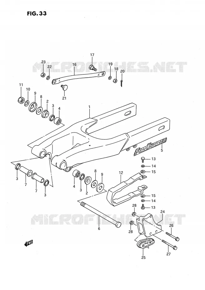 SWINGARM (MODELE G/H/J) Suzuki MOTO 80 RM 1987  RM80XH(E2)