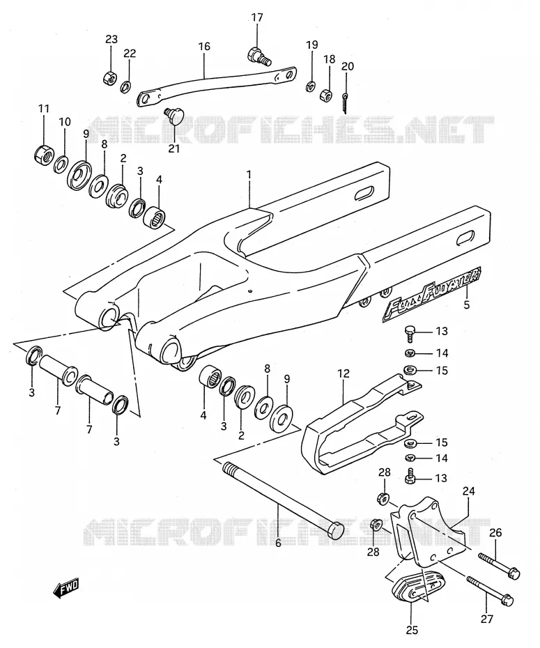 SWINGARM (MODELE G/H/J) Suzuki MOTO 80 RM 1989  RM80K(E28)