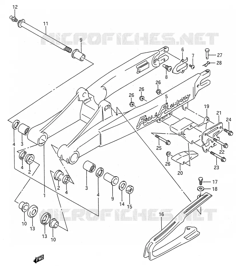 SWINGARM (MODELE K/L) Suzuki MOTO 250 RMX 1992  RMX250N(E28)