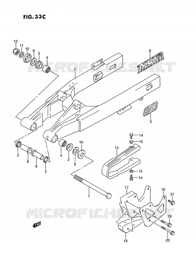 SWINGARM (MODELE M/N/P/R/S) Suzuki MOTO 80 RM 1986  RM80G(E3)