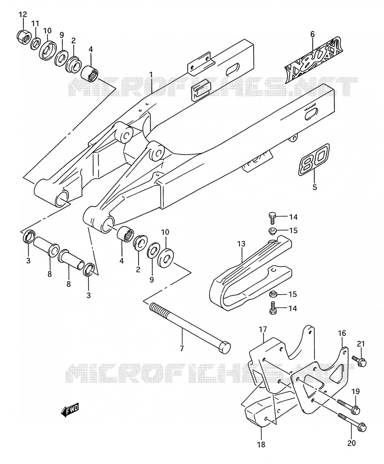 SWINGARM (MODELE M/N/P/R/S) Suzuki MOTO 80 RM 1995  RM80S(E28)