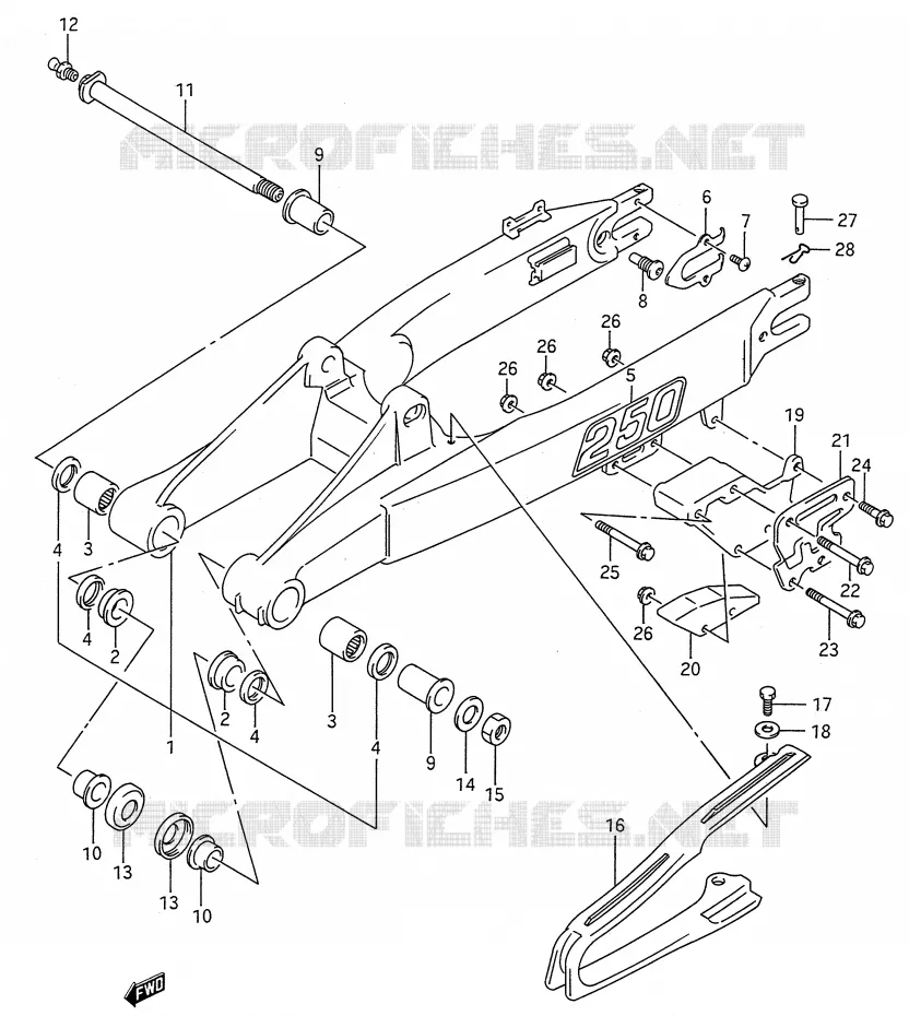 SWINGARM (MODELE M/N) Suzuki MOTO 250 RMX 1990  RMX250L(E28)