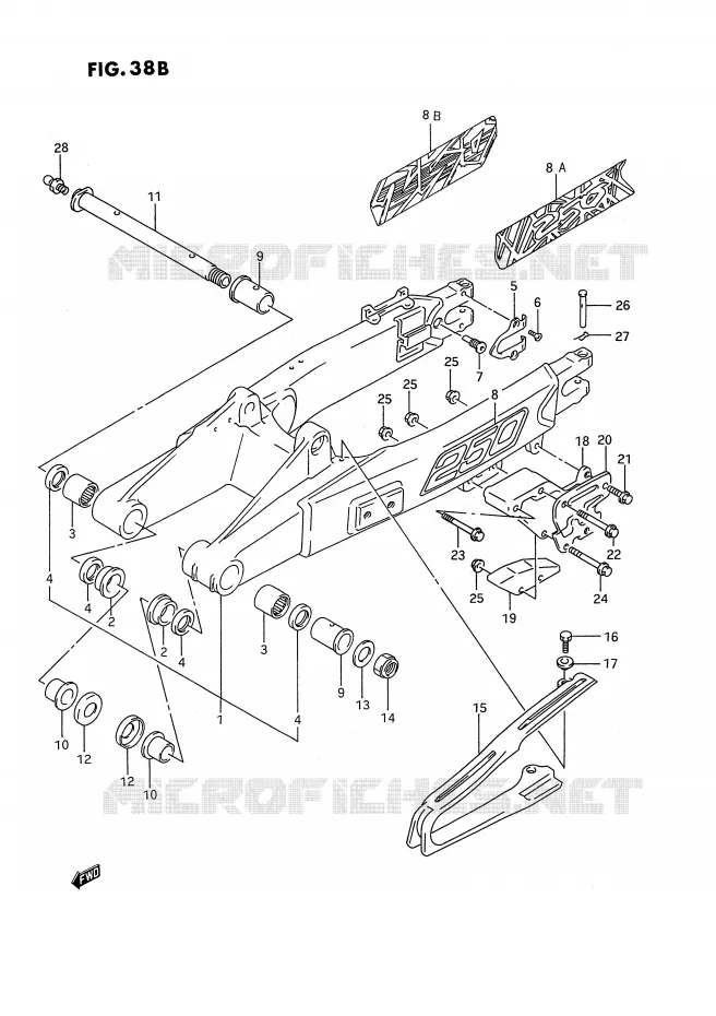 SWINGARM (MODELE P/R/S/T) Suzuki MOTO 250 RMX 1993  RMX250P(E3)