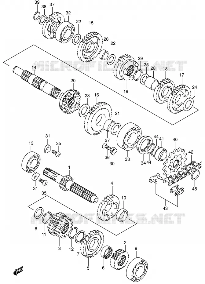 TRANSMISSION (MODELE K4/K5/K6) Suzuki MOTO 125 RM 2004  RM125K4