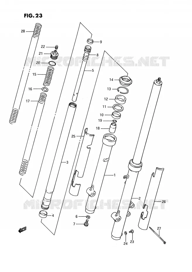 VOORVORK (MODELE G/H/J) Suzuki MOTO 80 RM 1995  RM80S(E3)