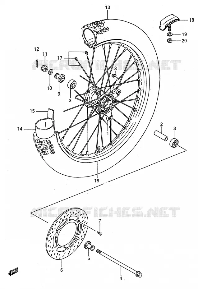 VOORWIEL (MODELE G/H/J/K) Suzuki MOTO 80 RM 1994  RM80R(E28)