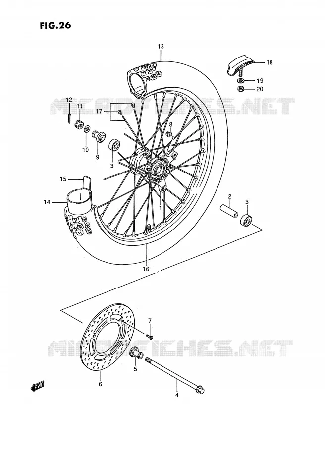 VOORWIEL (MODELE G/H/J/K) Suzuki MOTO 80 RM 1995  RM80S(E3)
