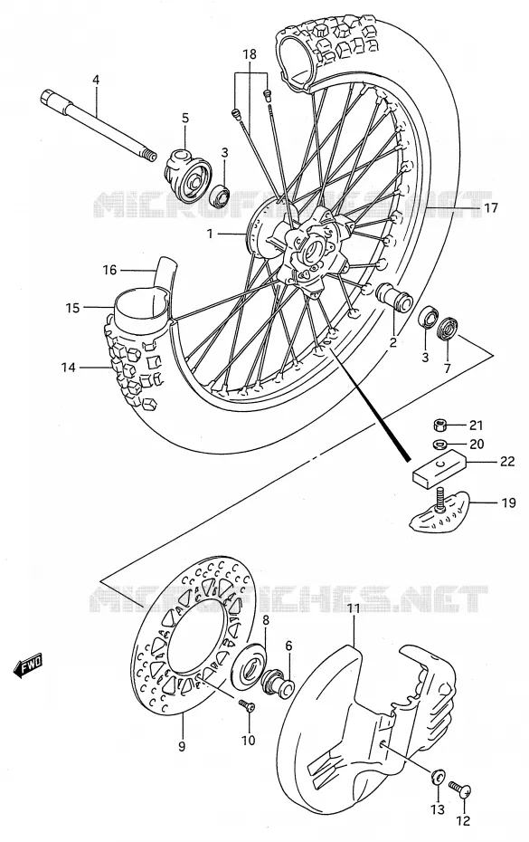 VOORWIEL (MODELE K/L) Suzuki MOTO 250 RMX 1994  RMX250R(E28)