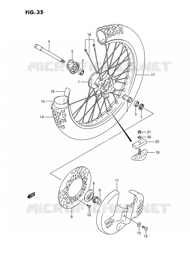 VOORWIEL (MODELE K/L) Suzuki MOTO 250 RMX 1996  RMX250T(E3)