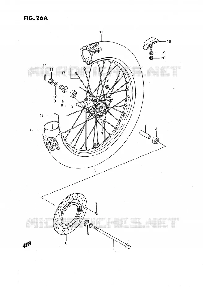 VOORWIEL (MODELE L/M/N/P/R/S) Suzuki MOTO 80 RM 1987  RM80XH(E2)