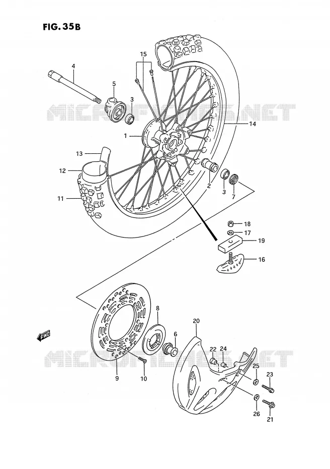 VOORWIEL (MODELE N/P/R/S) Suzuki MOTO 250 RMX 1993  RMX250P(E3)