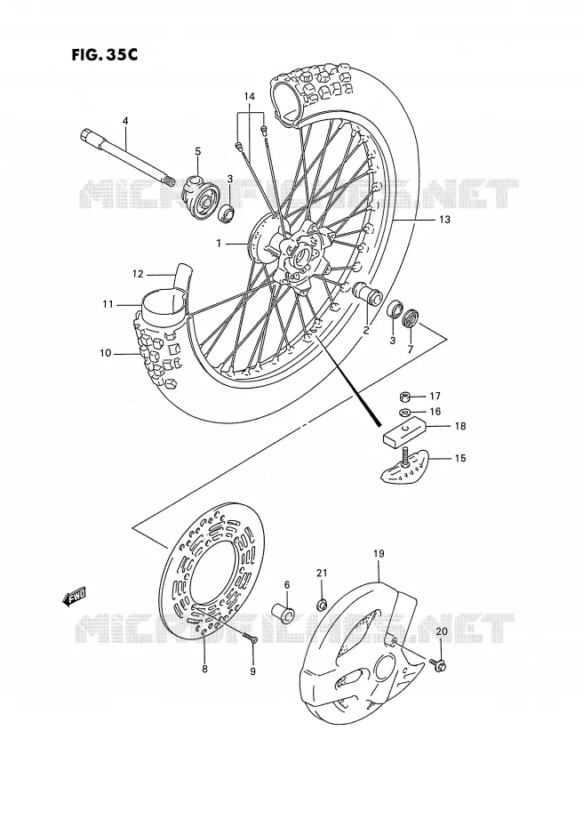 VOORWIEL (MODELE T) Suzuki MOTO 250 RMX 1993  RMX250P(E3)
