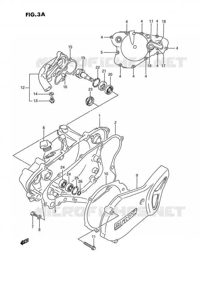 WATER POMPHUIS (MODELE K/L/M/N/P/R/S) Suzuki MOTO 80 RM 1992  RM80N(E3)
