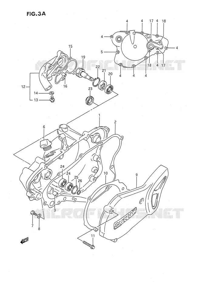 WATER POMPHUIS (MODELE K/L/M/N/P/R/S) Suzuki MOTO 80 RM 1993  RM80XP(E2)
