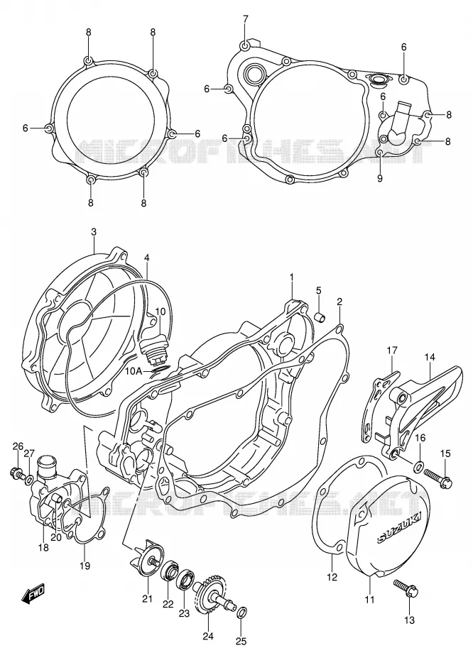 WATER POMPHUIS (MODELE K1/K2) Suzuki MOTO 250 RM 2004  RM250K4(E3/E28)