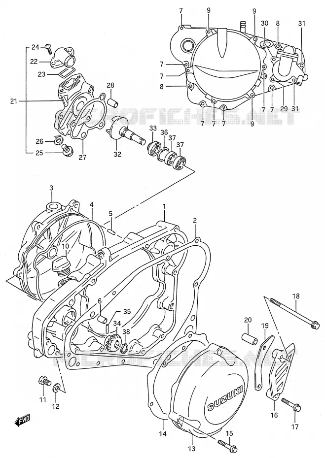 WATER POMPHUIS (MODELE L/M/N/P/R) Suzuki MOTO 250 RMX 1989  RMX250K(E28)