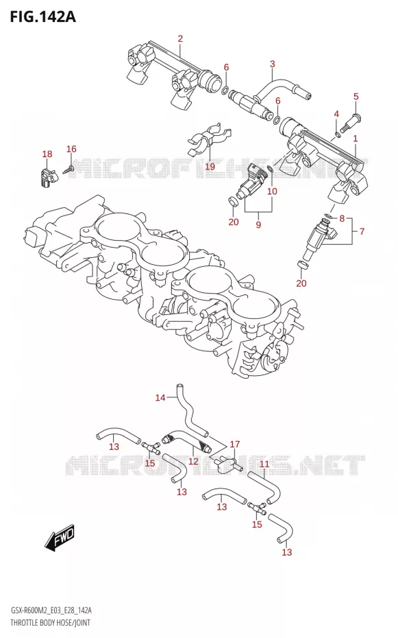 GASKLEPHUIS SLANG / JOINT (E03,E28) Suzuki MOTO 600 GSX-R 2022  GSX-R600 M2 (E03,E28,E33)