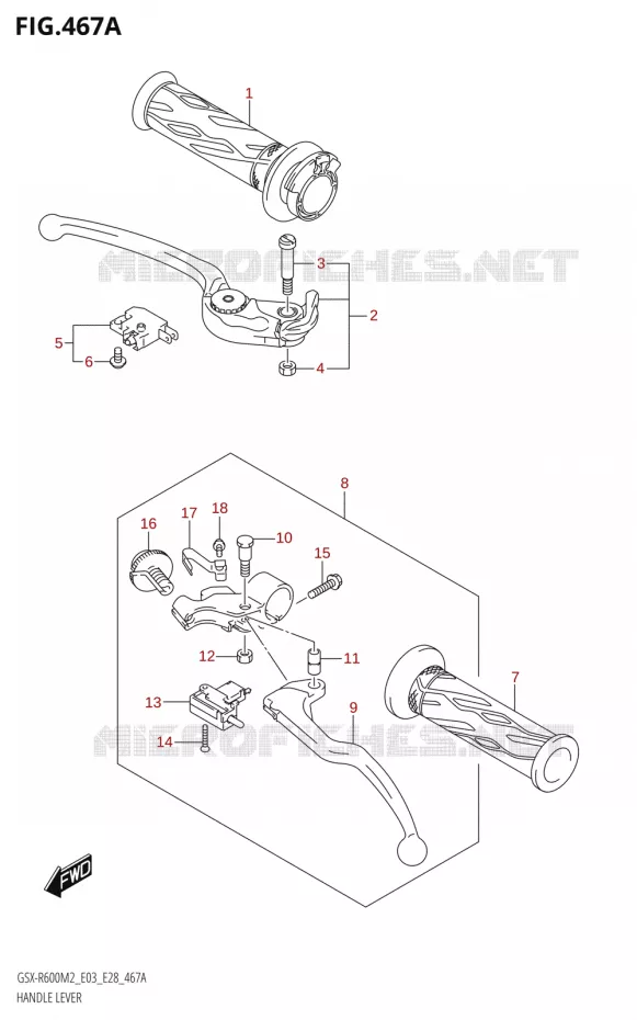 HEFBOMEN - HANDGRIPS Suzuki MOTO 600 GSX-R 2022  GSX-R600 M2 (E03,E28,E33)