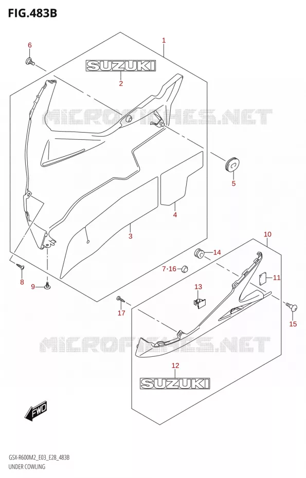 ONDER COWLING (GSX-R600) Suzuki MOTO 600 GSX-R 2022  GSX-R600 M2 (E03,E28,E33)