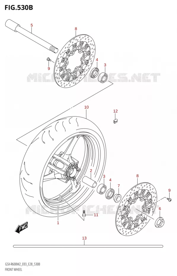 VOORWIEL (GSX-R600) Suzuki MOTO 600 GSX-R 2022  GSX-R600 M2 (E03,E28,E33)
