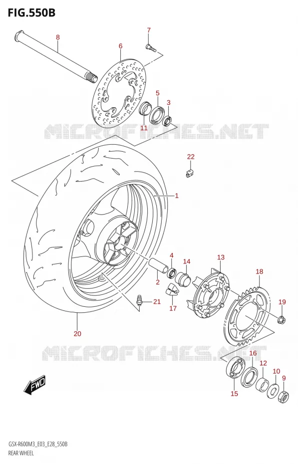 ACHTERWIEL (GSX-R600) Suzuki MOTO 600 GSX-R 2023  GSX-R600 M3 (E03,E28,E33)
